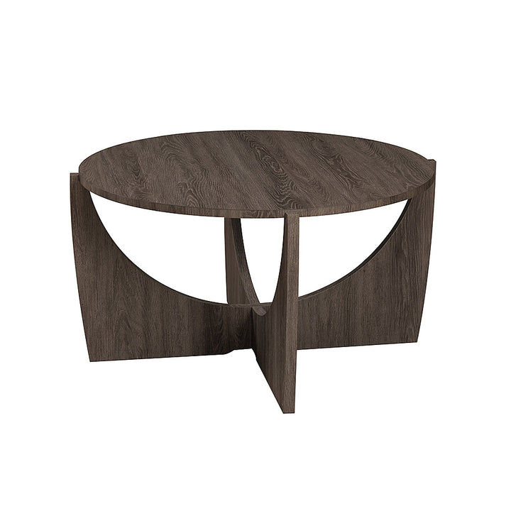 Walker Edison - Contemporary Arch-Base Round Coffee Table - Cerused Ash_2