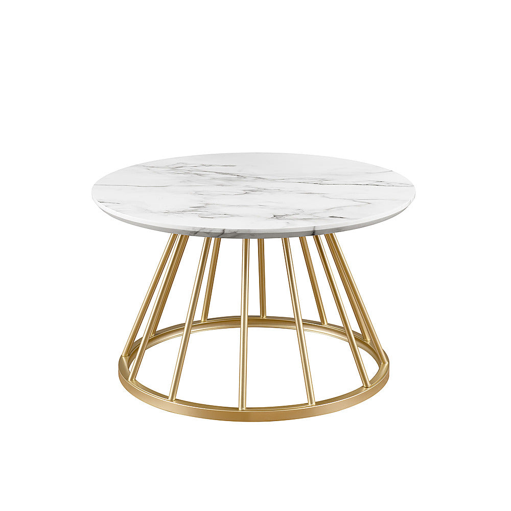 Walker Edison - Modern Cage-Base Coffee Table - Faux White Marble_1