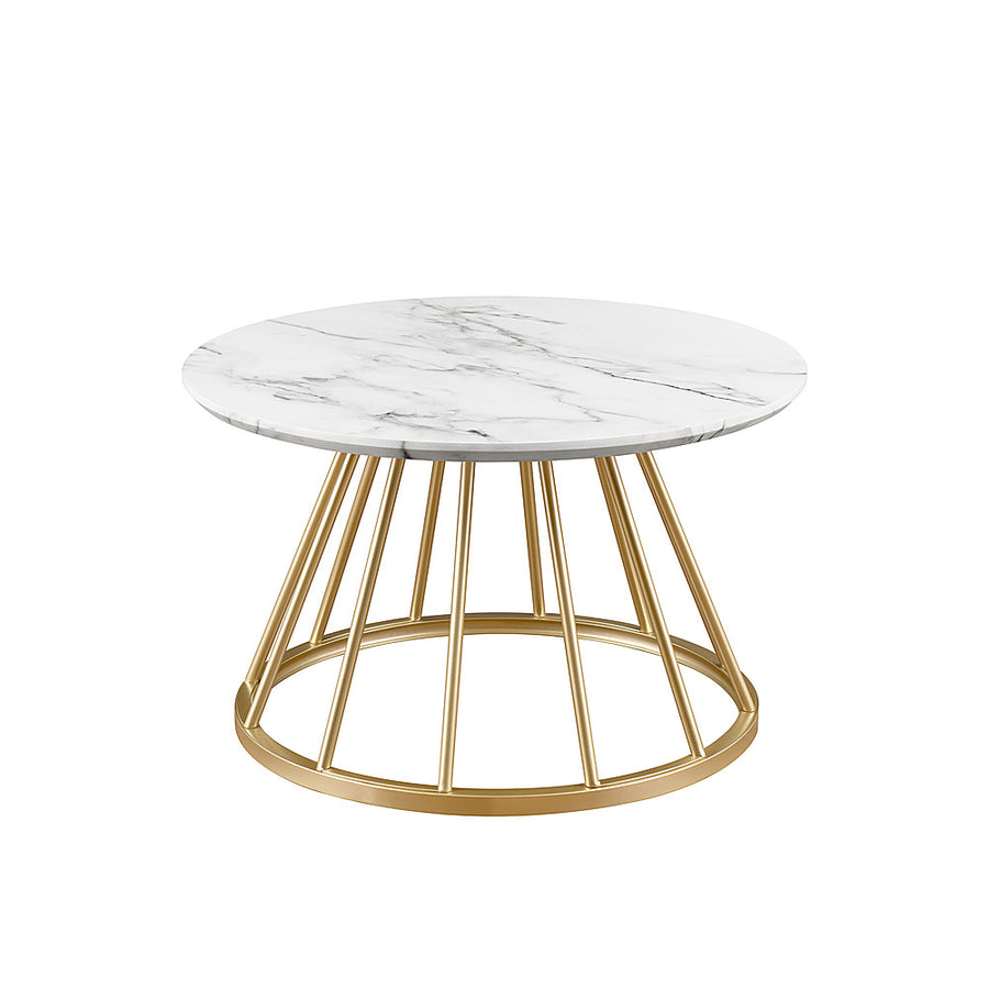 Walker Edison - Modern Cage-Base Coffee Table - Faux White Marble_0