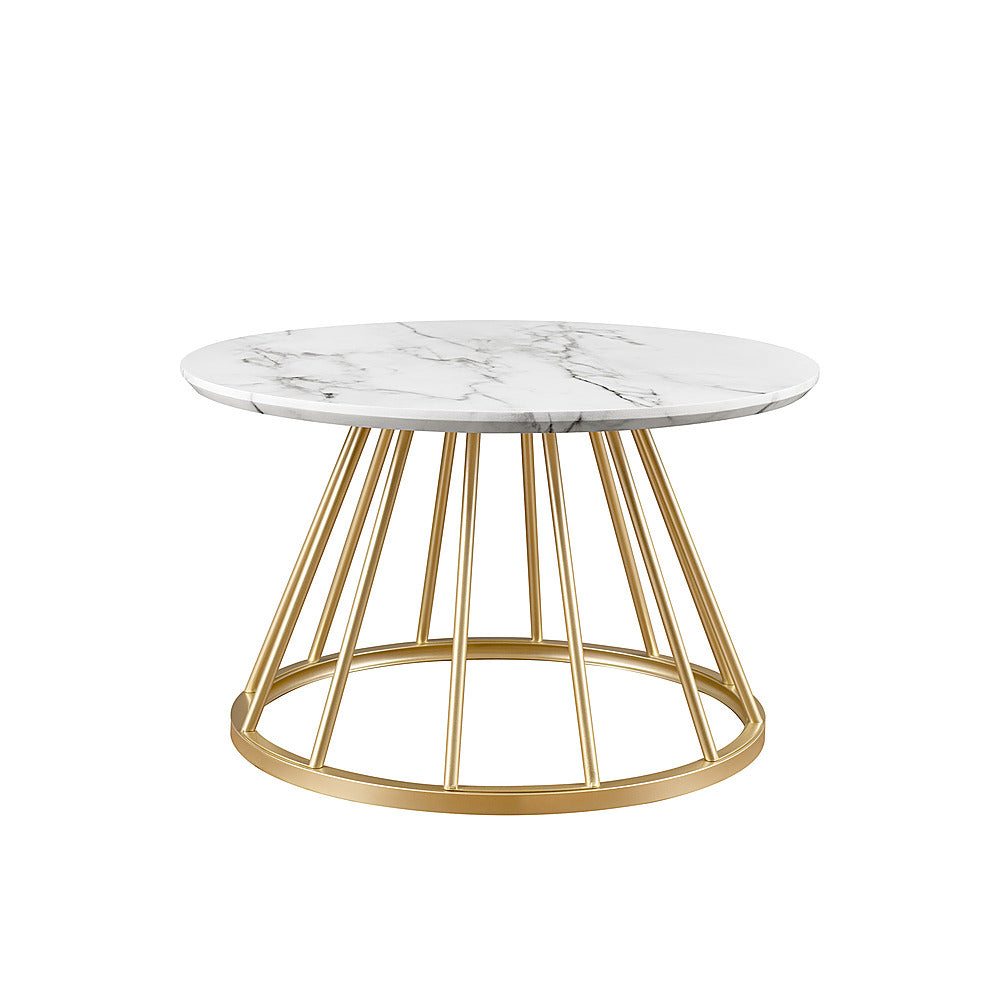 Walker Edison - Modern Cage-Base Coffee Table - Faux White Marble_6
