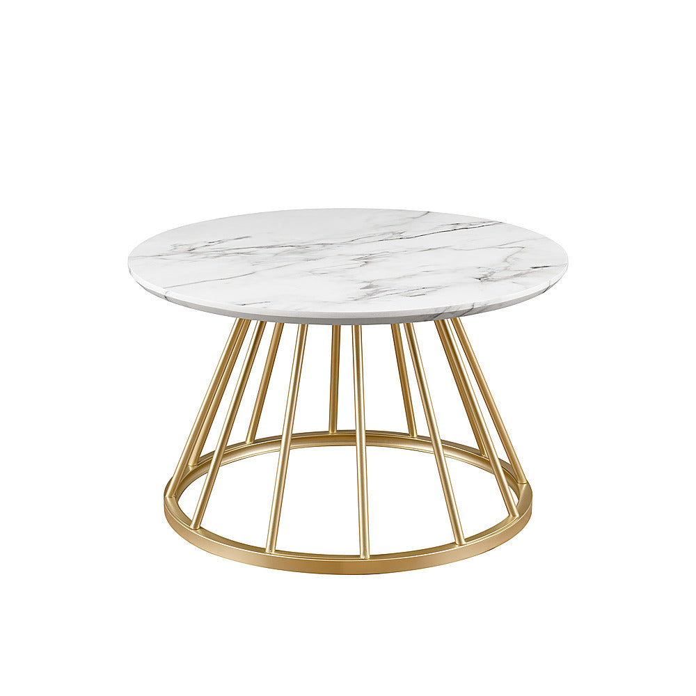 Walker Edison - Modern Cage-Base Coffee Table - Faux White Marble_2