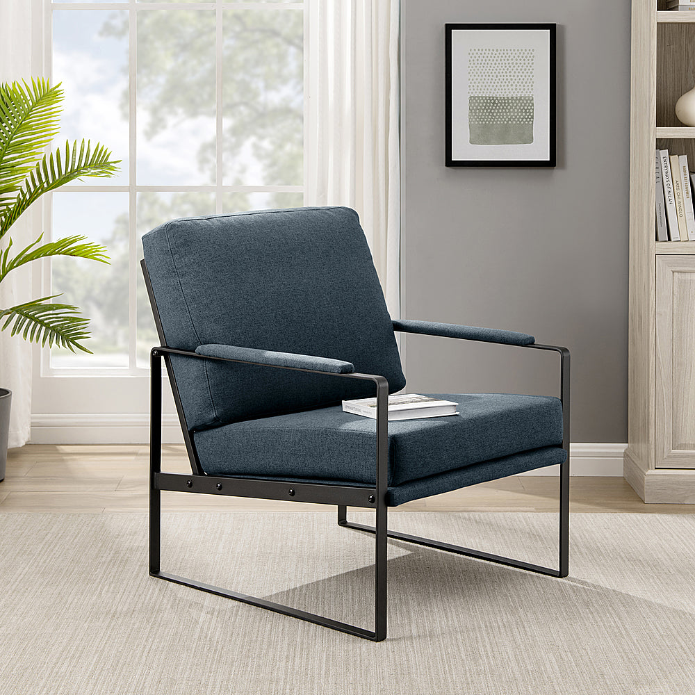 Walker Edison - Modern Metal-Arm Accent Chair - Indigo Blue_9