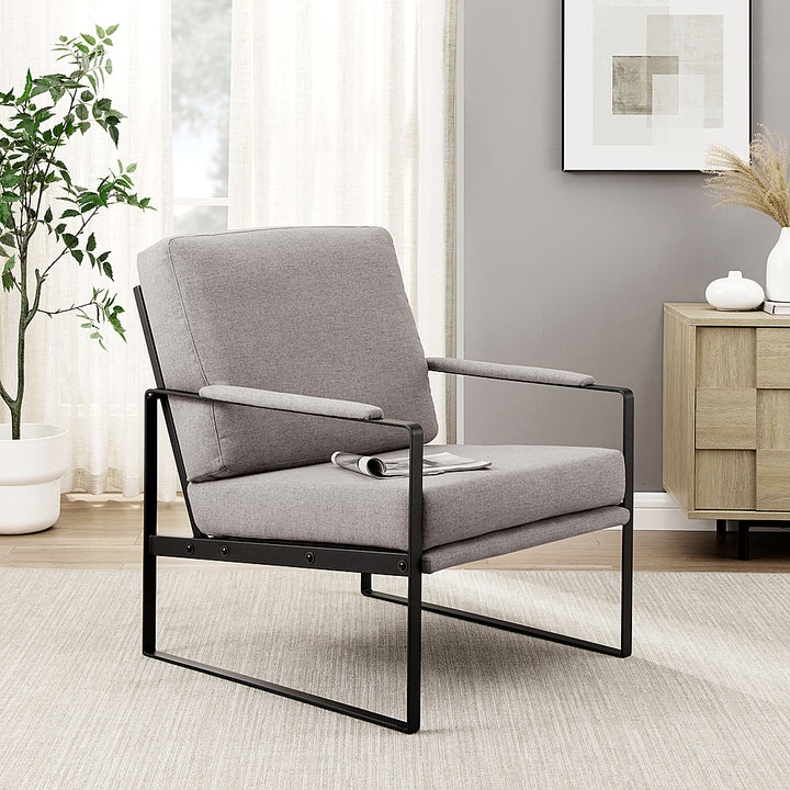 Walker Edison - Modern Metal-Arm Accent Chair - Mushroom_9