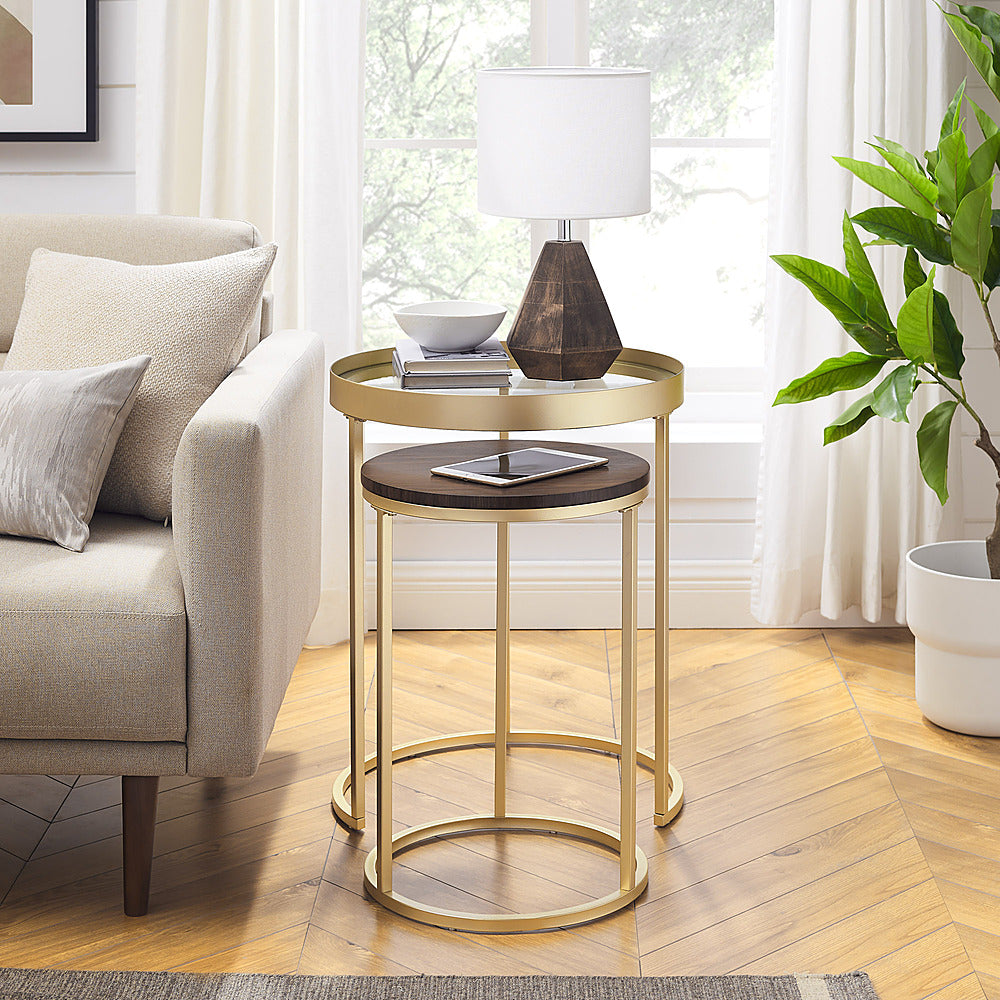 Walker Edison - Industrial Nesting Side Tables - Dark Walnut_9