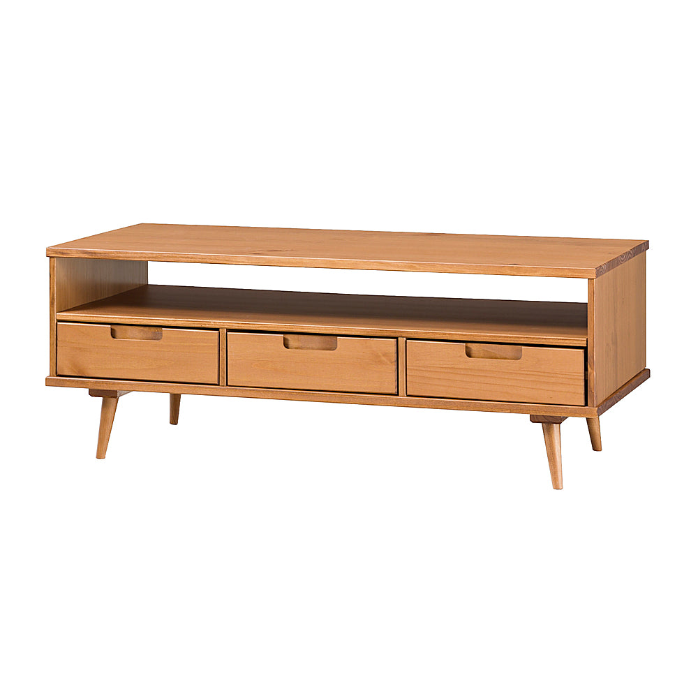 Walker Edison - Mid-Century Modern Minimalist Solid Wood Storage Coffee Table - Caramel_1