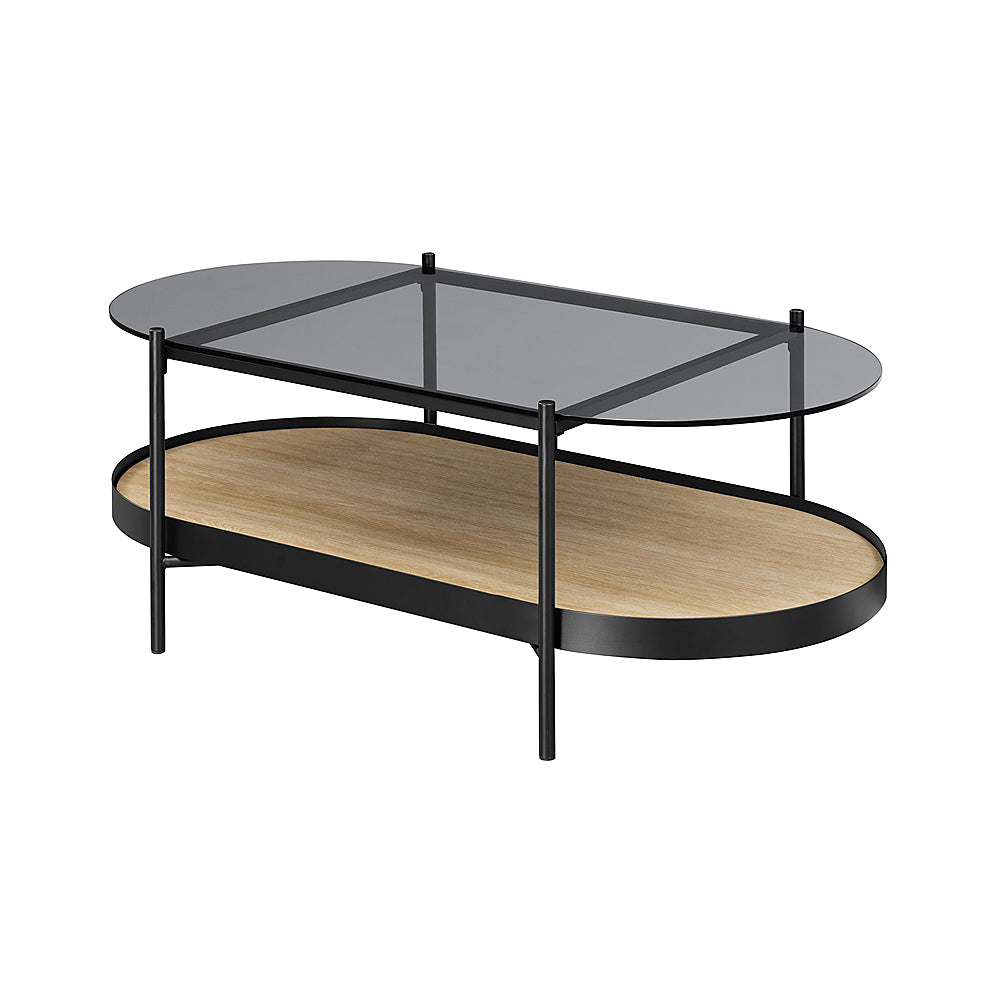 Walker Edison - Contemporary 2-Tier Tray-Shelf Coffee Table - Coastal Oak_1