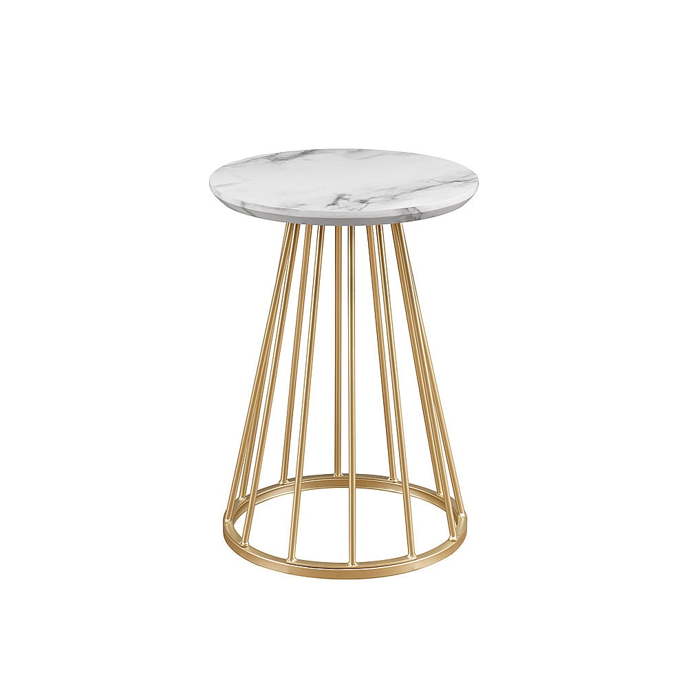 Walker Edison - Modern Round Cage-Leg Side Table - Faux White Marble_2