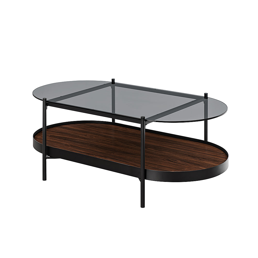 Walker Edison - Contemporary 2-Tier Tray-Shelf Coffee Table - Dark Walnut_1