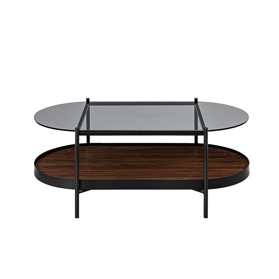Walker Edison - Contemporary 2-Tier Tray-Shelf Coffee Table - Dark Walnut_0