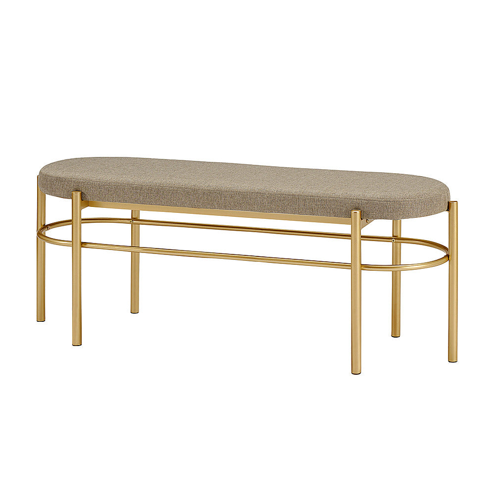Walker Edison - Glam Bench with Cushion - Taupe_1