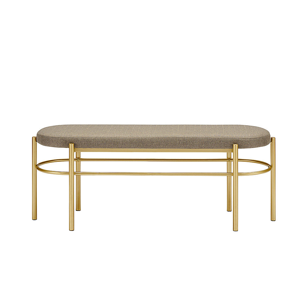 Walker Edison - Glam Bench with Cushion - Taupe_0