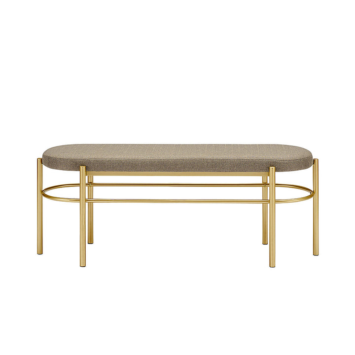 Walker Edison - Glam Bench with Cushion - Taupe_0