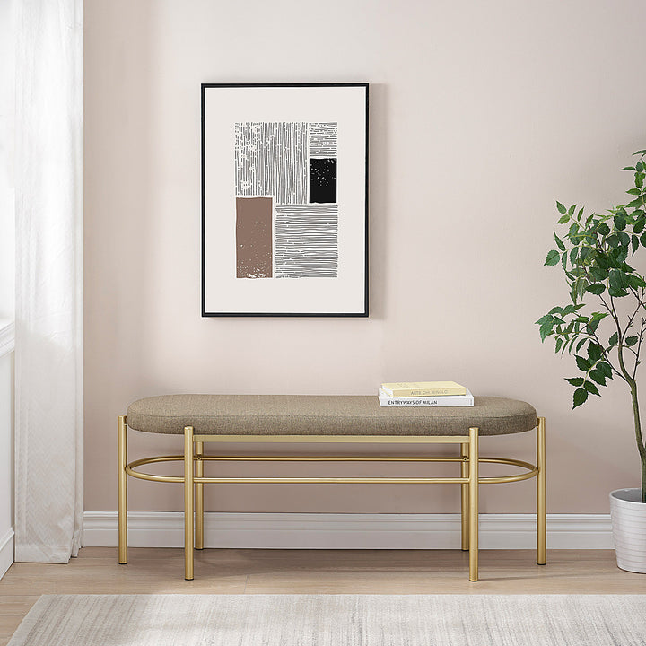 Walker Edison - Glam Bench with Cushion - Taupe_9