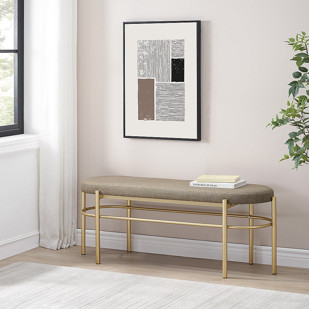 Walker Edison - Glam Bench with Cushion - Taupe_10