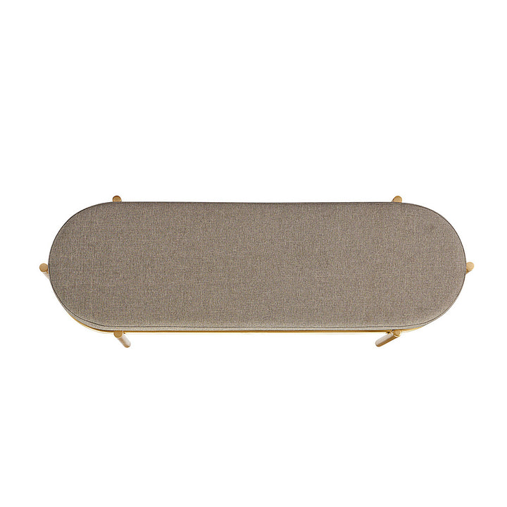 Walker Edison - Glam Bench with Cushion - Taupe_4