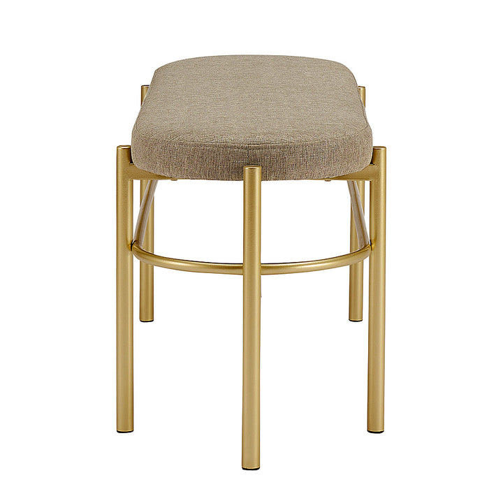 Walker Edison - Glam Bench with Cushion - Taupe_6