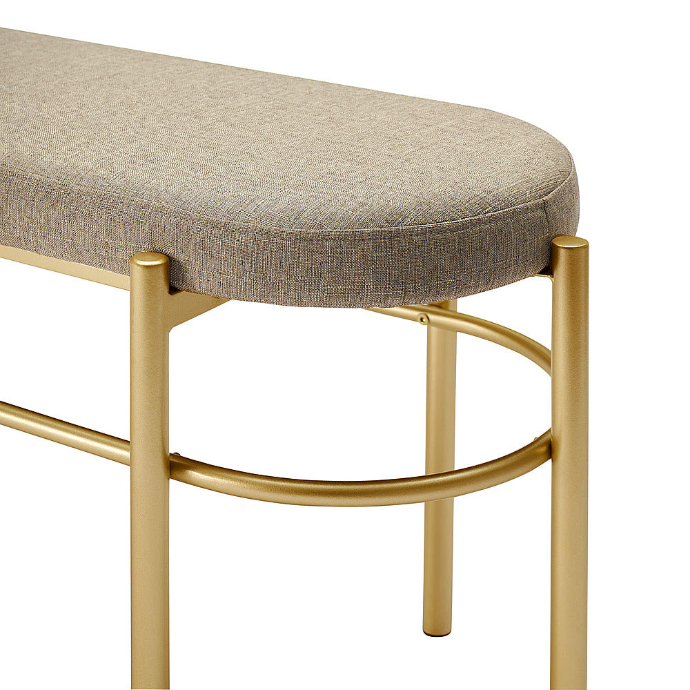 Walker Edison - Glam Bench with Cushion - Taupe_7