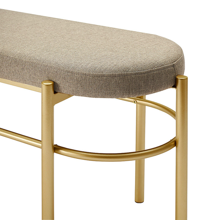 Walker Edison - Glam Bench with Cushion - Taupe_7