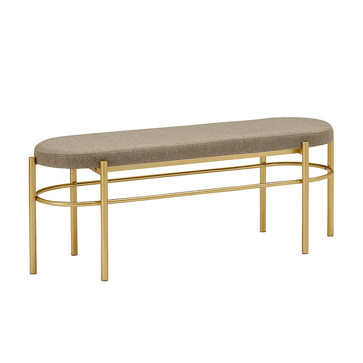 Walker Edison - Glam Bench with Cushion - Taupe_2