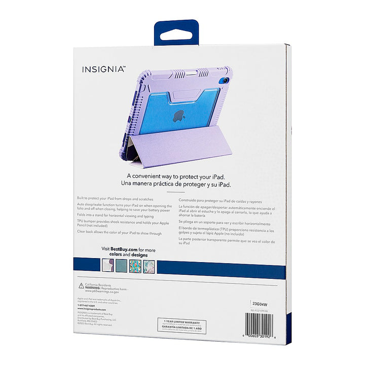 Insignia™ - Folio Case for Apple iPad 10.9" (10th generation) - Purple Abstract_3