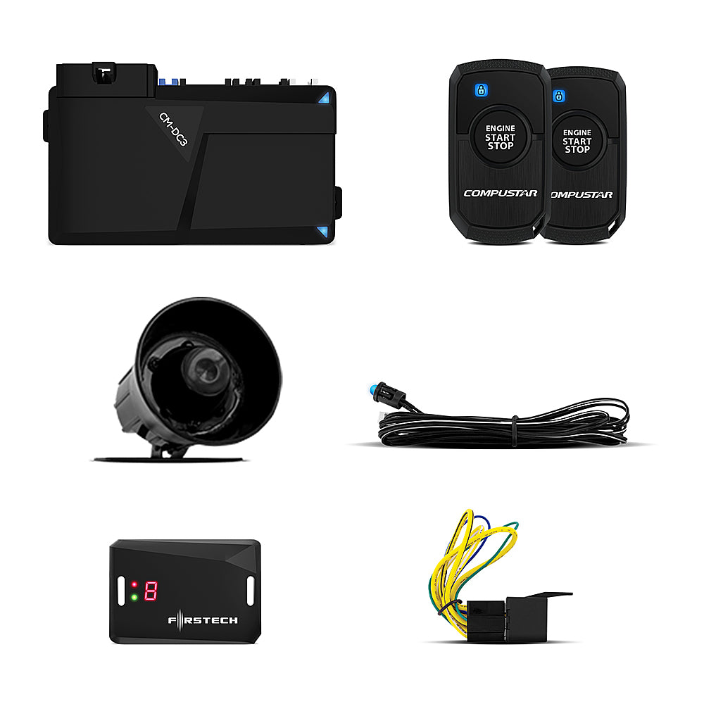 Compustar - 1-Way remote start kit with security - Installation Required - Black_1