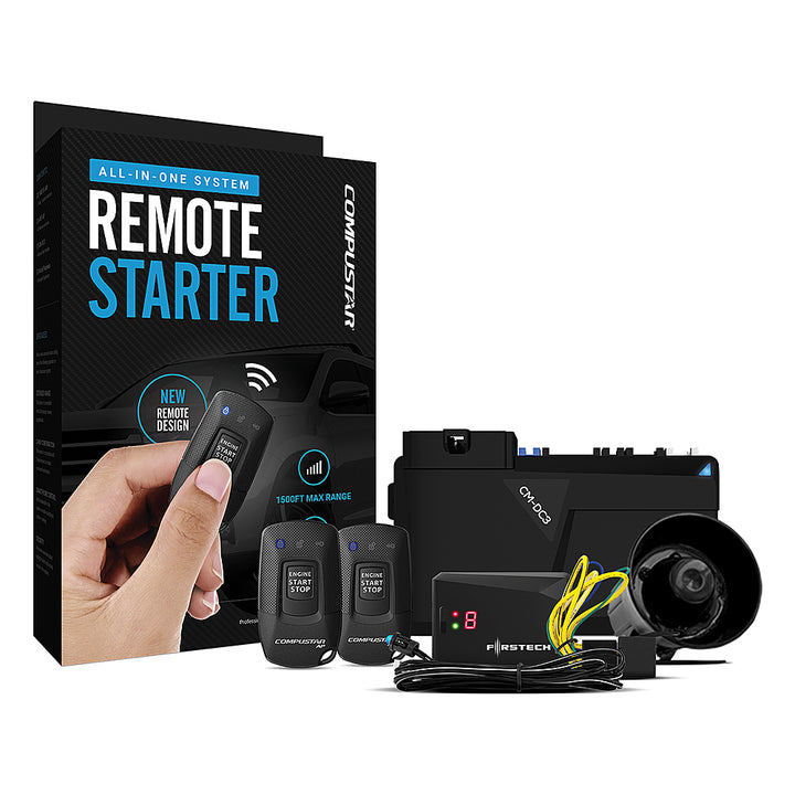 Compustar - 1-Way remote start kit with security - Installation Required - Black_0