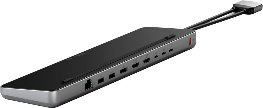 Satechi - Dual Dock with NVMe SSD enclosure – USB-C PD (75W), 2 USB-C data, 2 HDMI 2.0, 1 DisplayPort 1.4, 2 USB-A, Ethernet - Space Gray_0