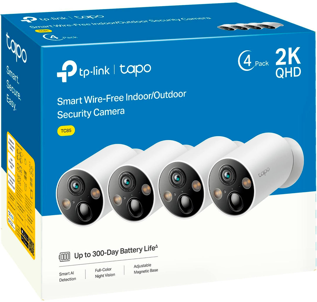 TP-Link - Tapo 4-Camera Indoor/Outdoor 2K QHD Wireless Home Security Surveillance System with adjustable magnetic base - White_5