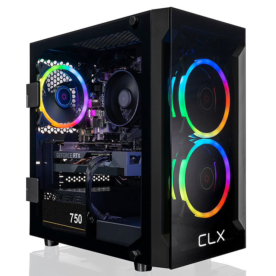 CLX - SET Gaming Desktop - AMD Ryzen 7 5700X - 16GB DDR4 3600 Memory - GeForce RTX 4060 Ti - 1TB NVMe M.2 SSD + 2TB HDD - Black_0