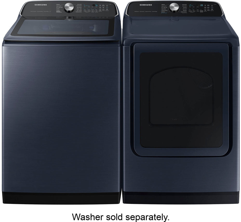 Samsung - 7.4 cu. ft. Smart Electric Dryer with Steam Sanitize+ and Pet Care Dry - Brushed Navy_1