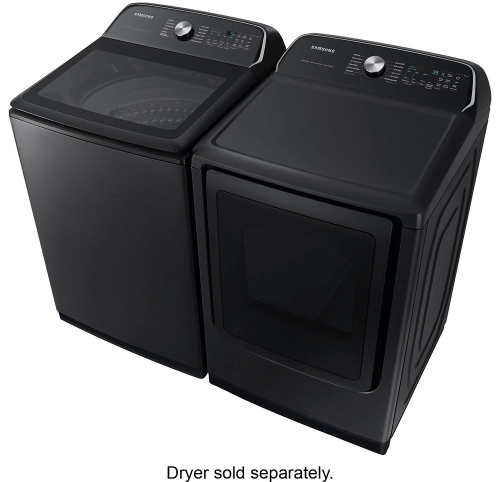Samsung - 5.4 cu. ft. High-Efficiency Smart Top Load Washer with ActiveWave Agitator and Super Speed Wash - Brushed Black_1