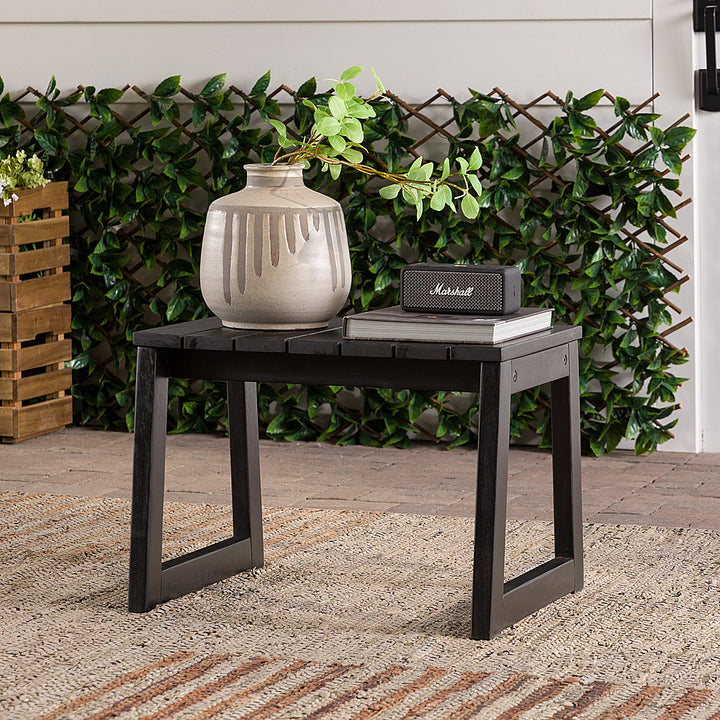 Walker Edison - Modern Solid Wood Outdoor Side Table - Black Wash_8