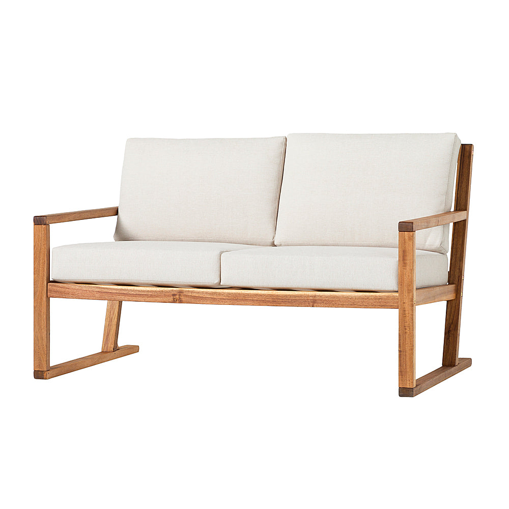 Walker Edison - Modern Solid Wood Slatted Outdoor Loveseat - Natural_1