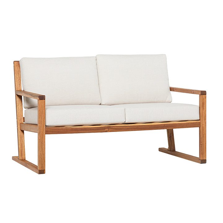 Walker Edison - Modern Solid Wood Slatted Outdoor Loveseat - Natural_2