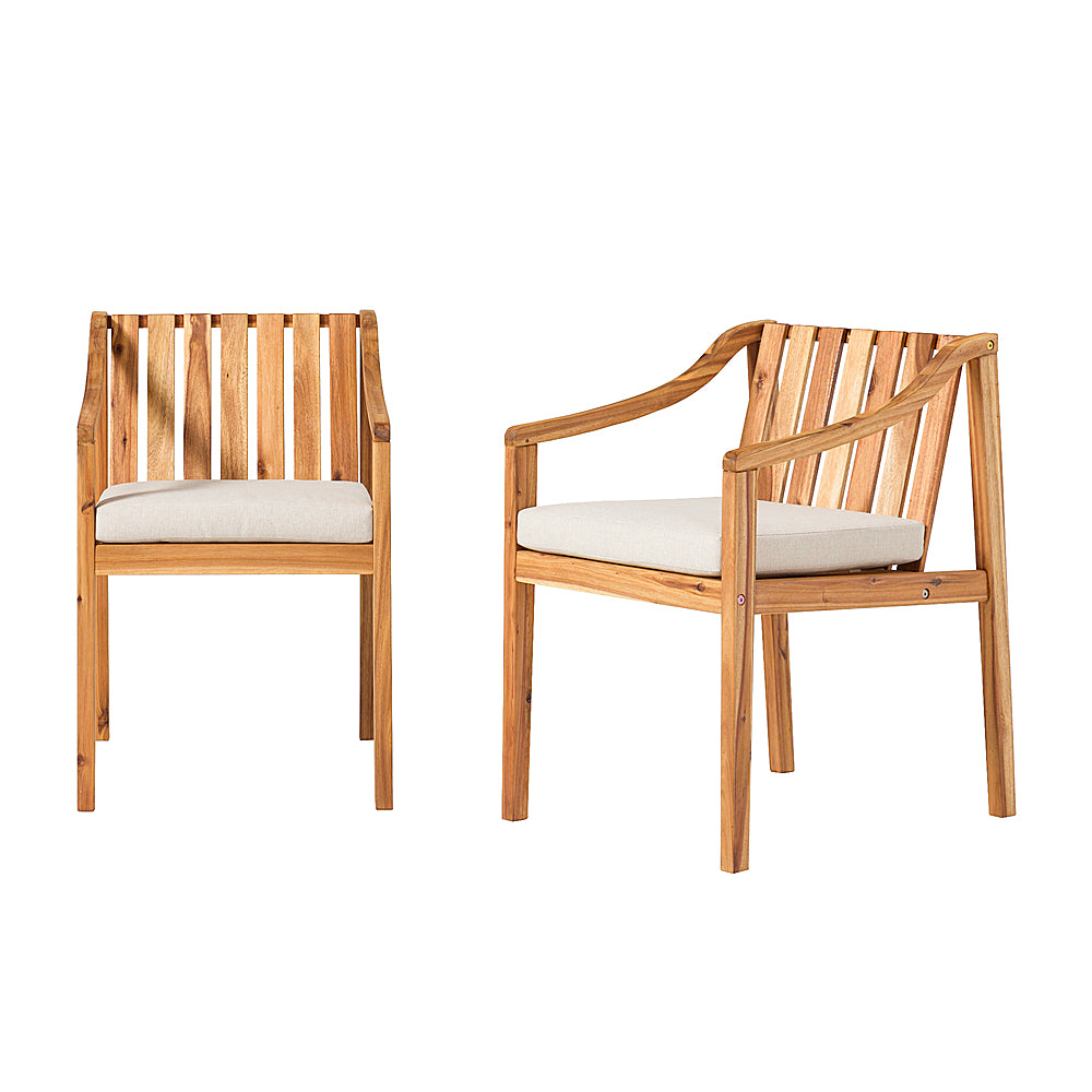 Walker Edison - Modern Solid Wood 2-Piece Outdoor Dining Chair Set - Natural_1