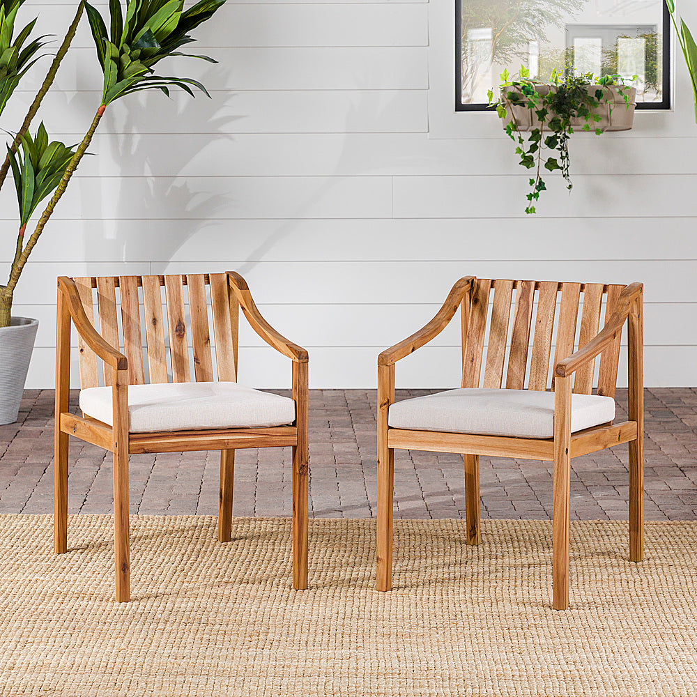Walker Edison - Modern Solid Wood 2-Piece Outdoor Dining Chair Set - Natural_6