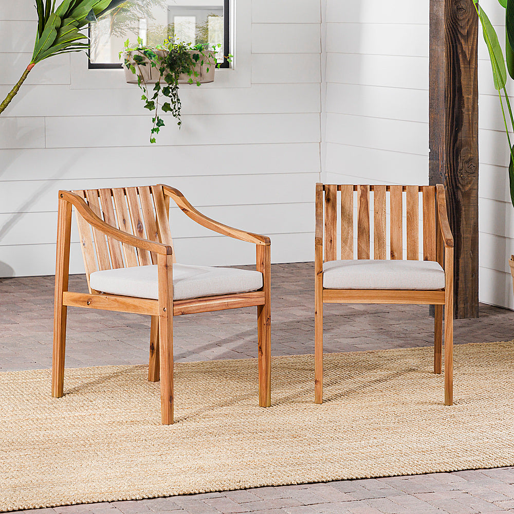 Walker Edison - Modern Solid Wood 2-Piece Outdoor Dining Chair Set - Natural_7