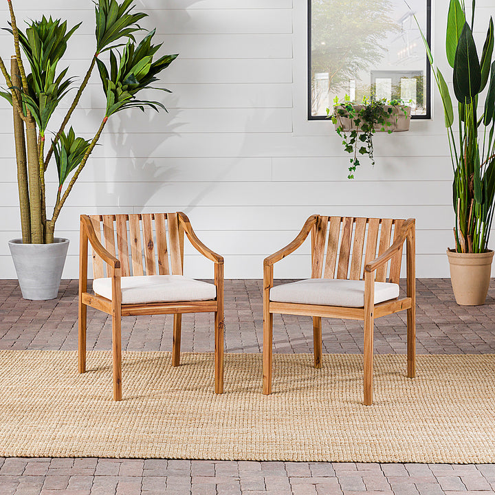 Walker Edison - Modern Solid Wood 2-Piece Outdoor Dining Chair Set - Natural_4