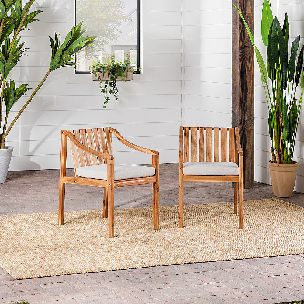 Walker Edison - Modern Solid Wood 2-Piece Outdoor Dining Chair Set - Natural_5