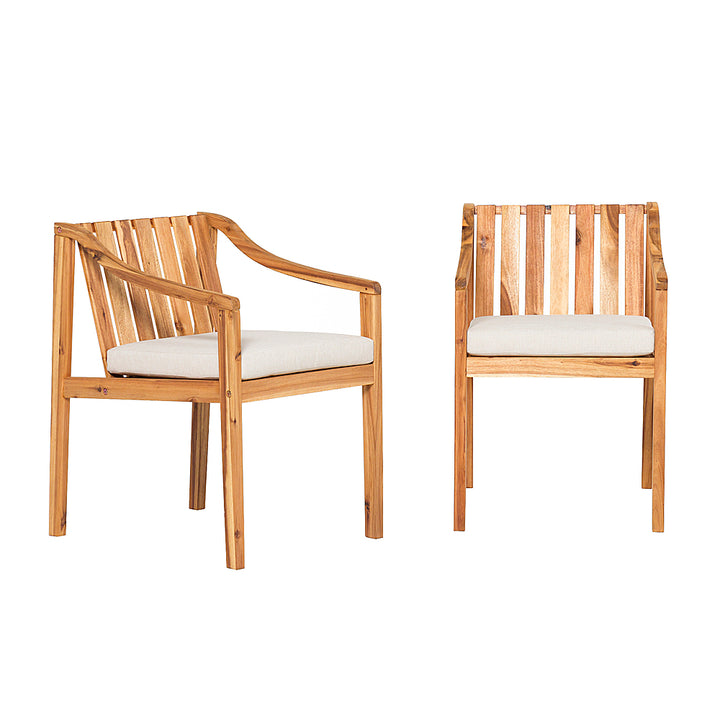 Walker Edison - Modern Solid Wood 2-Piece Outdoor Dining Chair Set - Natural_2