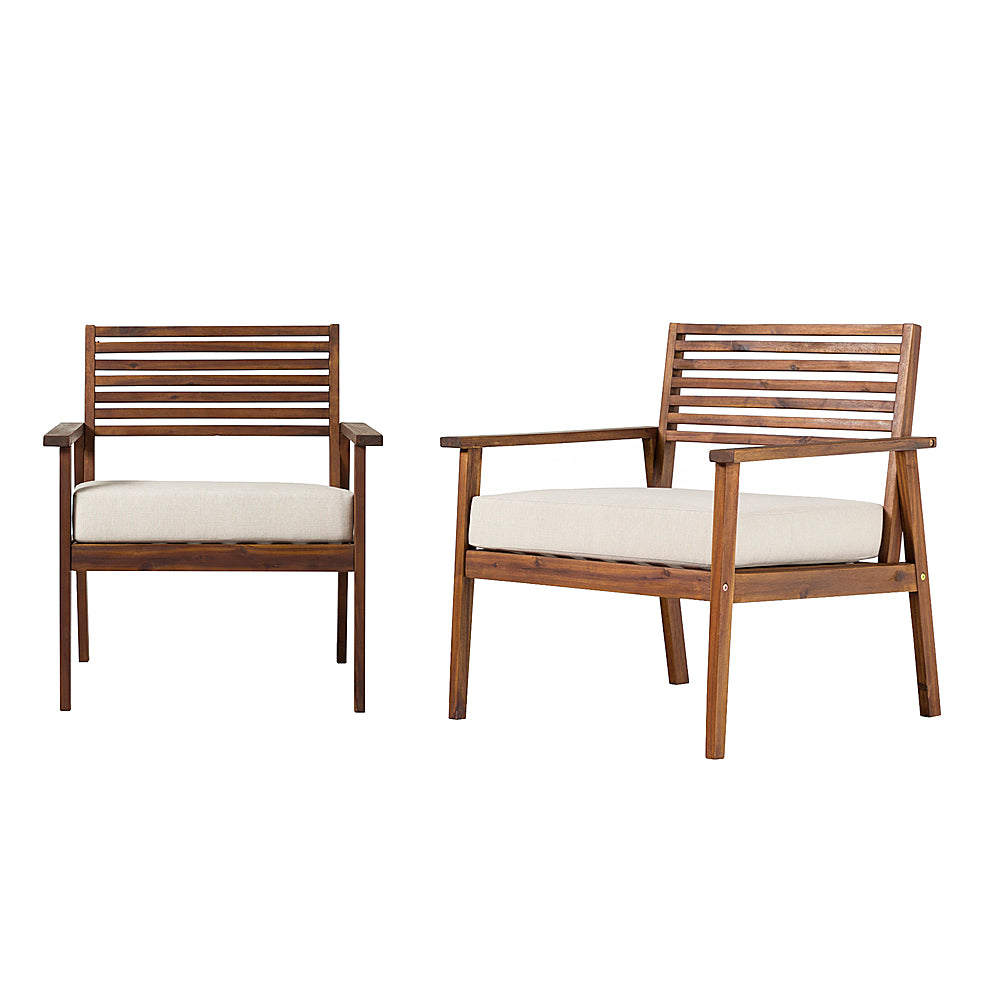 Walker Edison - Modern 2-Piece Acacia Outdoor Lounge Chair Set - Dark Brown_1