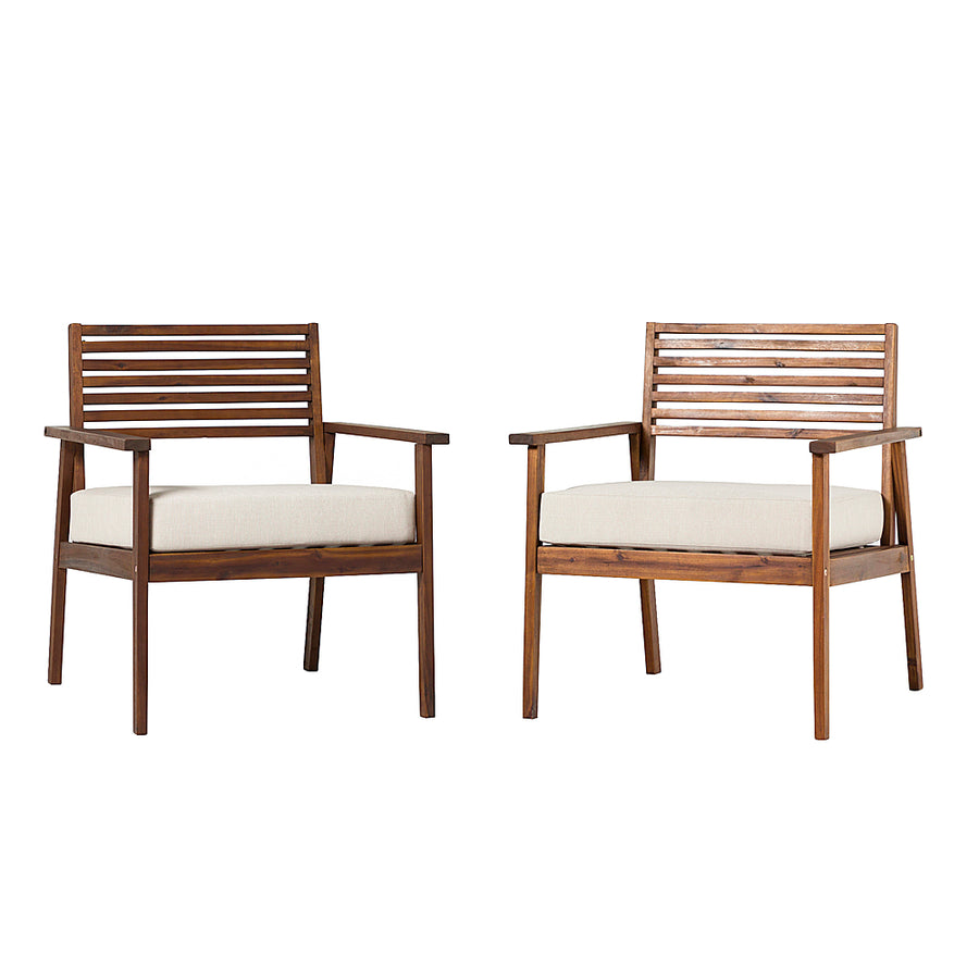 Walker Edison - Modern 2-Piece Acacia Outdoor Lounge Chair Set - Dark Brown_0