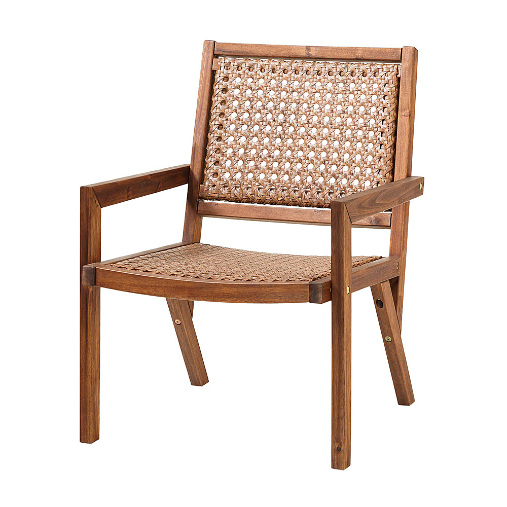 Walker Edison - Boho Solid Wood Outdoor Accent Chair - Dark Brown_1