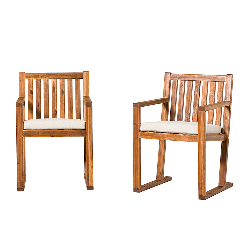 Walker Edison - Modern Solid Wood 2-Piece Slatted Outdoor Dining Chair Set - Brown_1