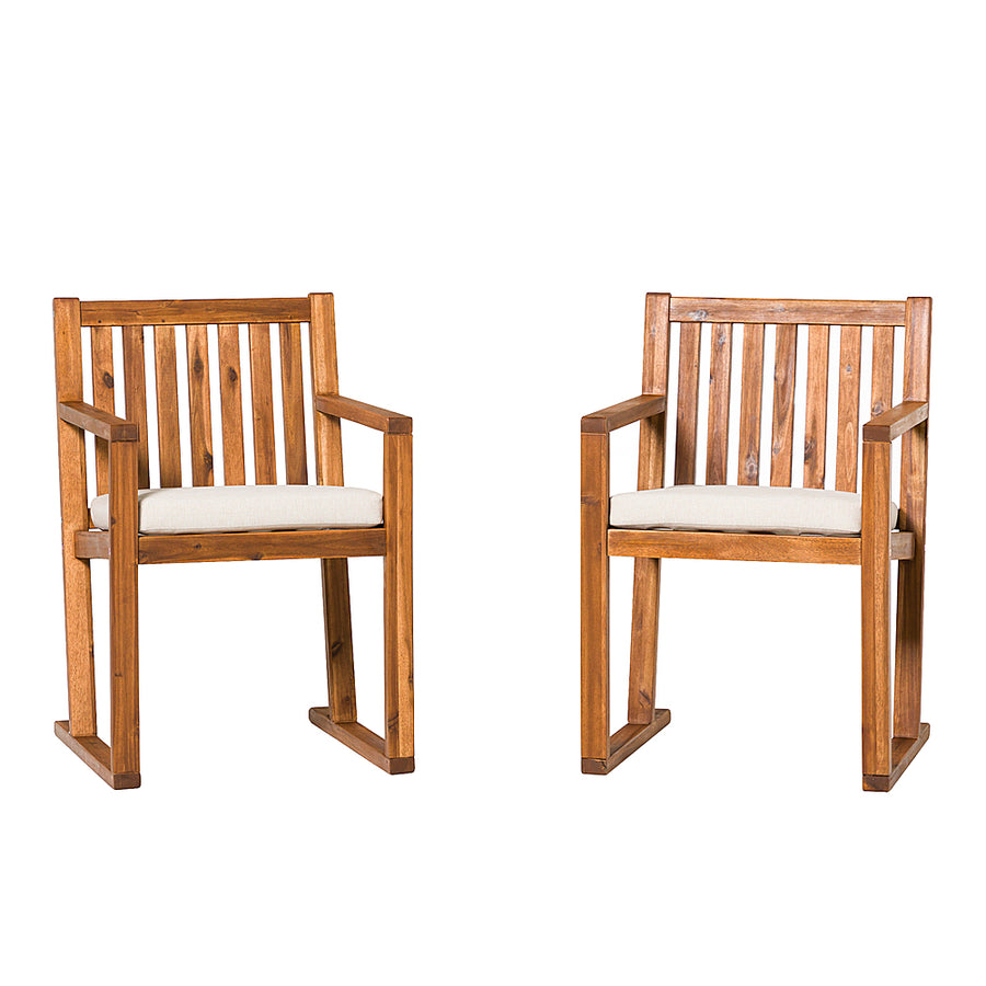 Walker Edison - Modern Solid Wood 2-Piece Slatted Outdoor Dining Chair Set - Brown_0