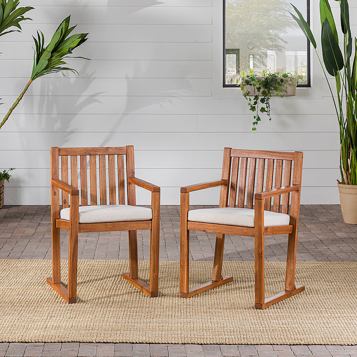 Walker Edison - Modern Solid Wood 2-Piece Slatted Outdoor Dining Chair Set - Brown_5