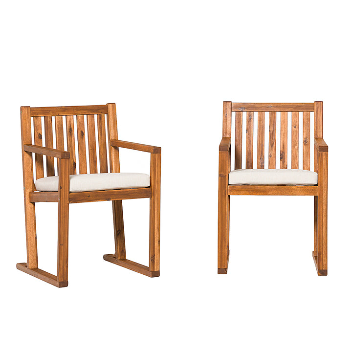 Walker Edison - Modern Solid Wood 2-Piece Slatted Outdoor Dining Chair Set - Brown_2