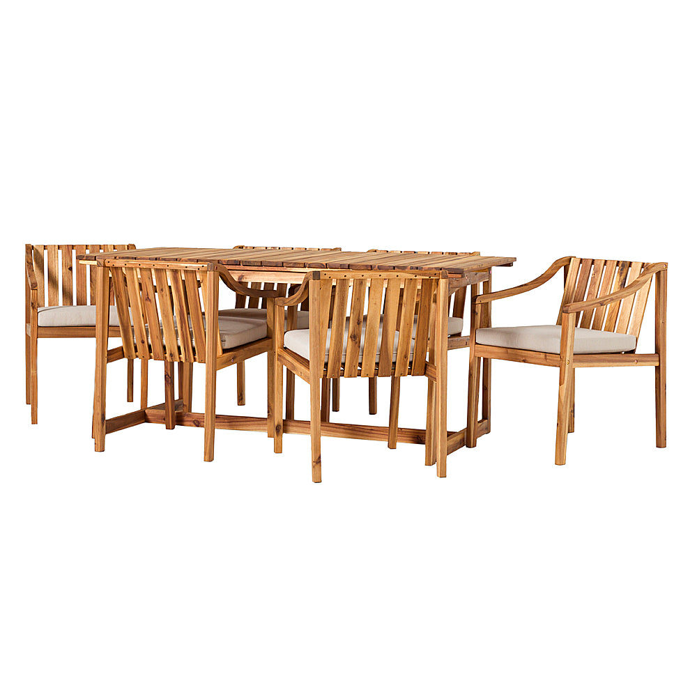 Walker Edison - Modern Solid Wood 7-Piece Outdoor Dining Set - Natural_1