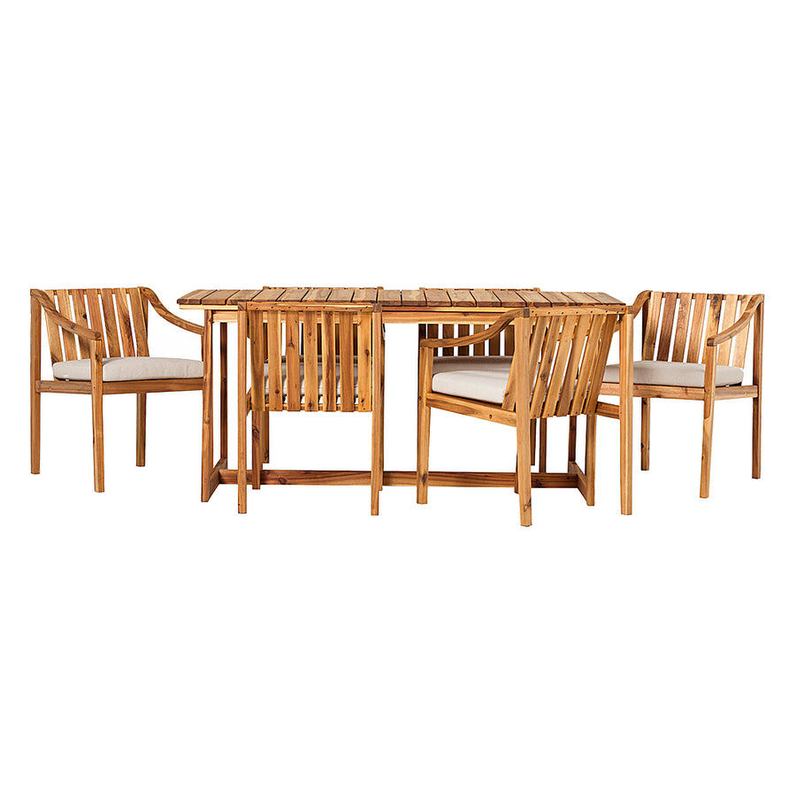 Walker Edison - Modern Solid Wood 7-Piece Outdoor Dining Set - Natural_0