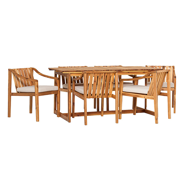 Walker Edison - Modern Solid Wood 7-Piece Outdoor Dining Set - Natural_2